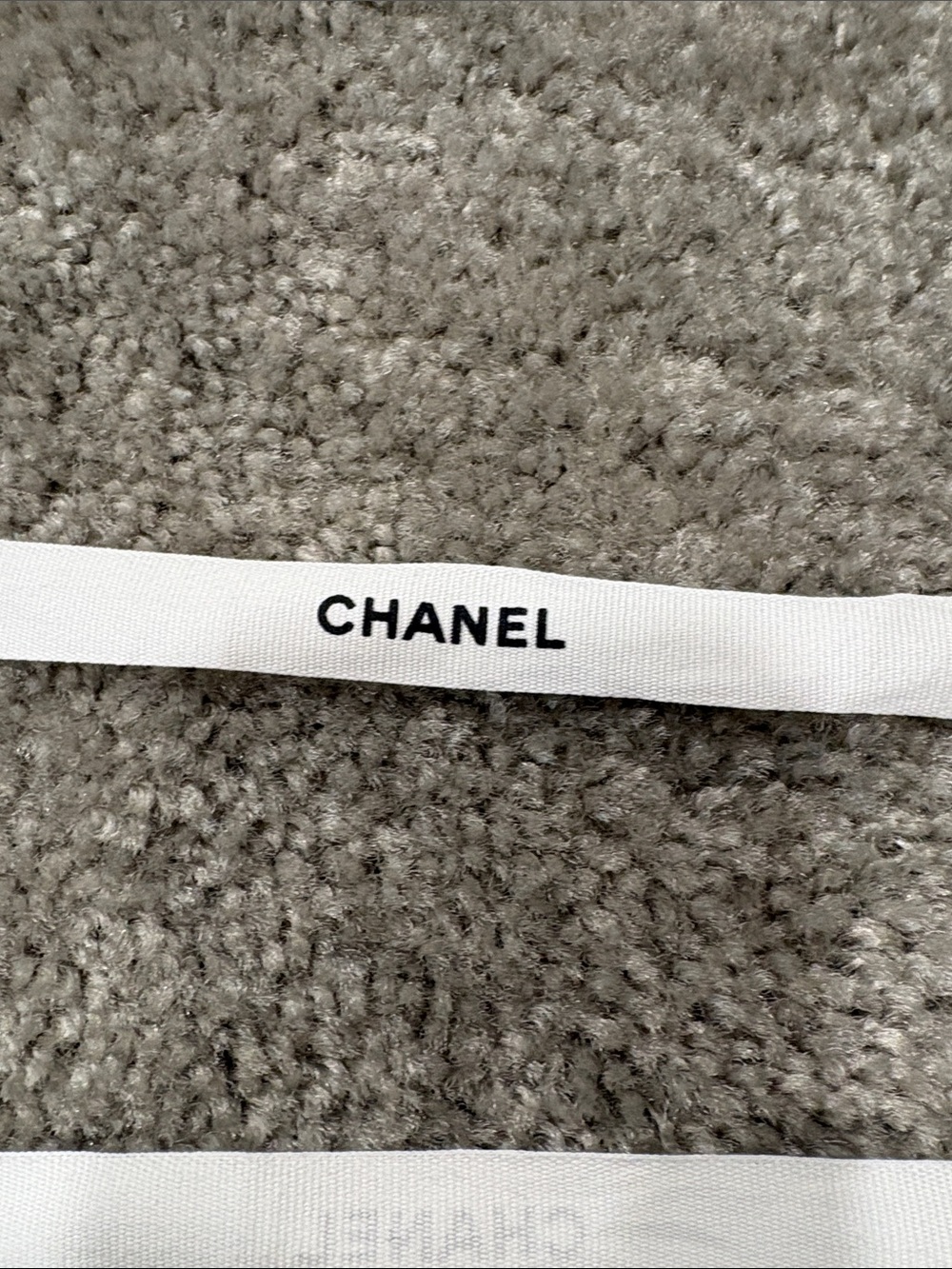 CHANEL White Logo Gift Ribbon with Black Print 66 inches